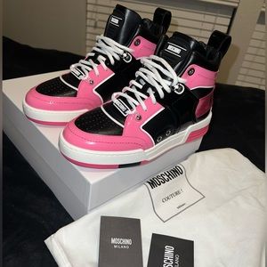 MOSCHINO logo-detail high-top sneakers size 38